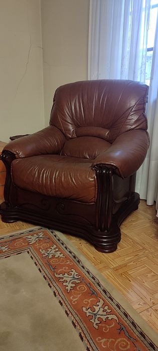 Sofas em pele castanhos