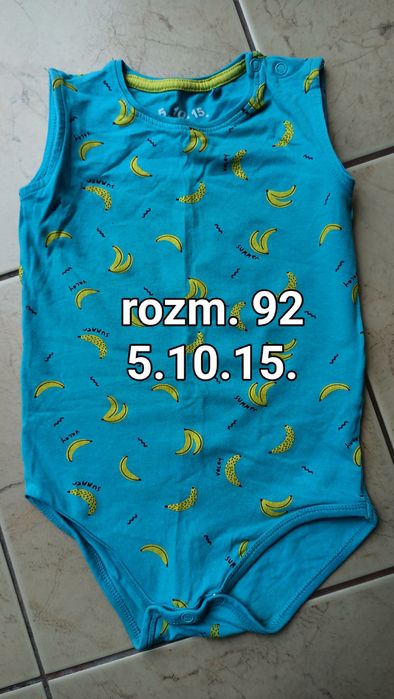 Niebieskie body bez rękawów w banany 5.10.15. rozm.