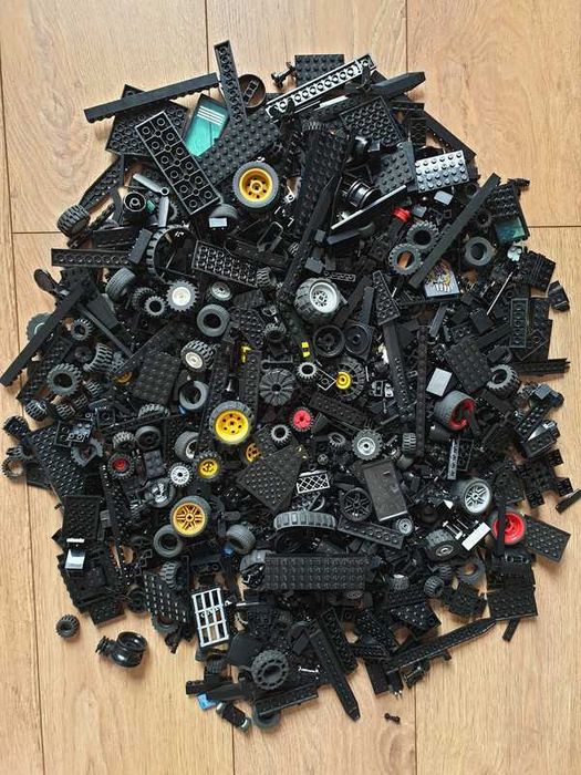 Lego kolor czarny mix klocki, koła 2,1 kg