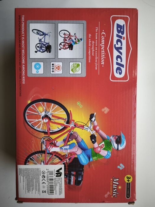 Brinquedo bicicleta. Luzes, música e movimento