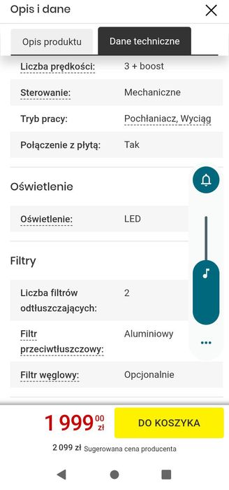 Nowy Okap Elektrolux  LGF719R zintegrowany z kuchnią na gwarancji