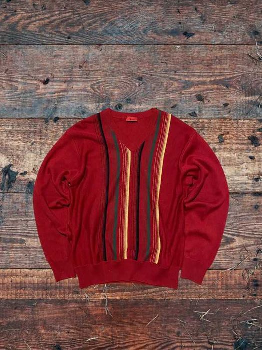 Vintage sweter retro akryl carlo coogi style r.L czerwony fashion