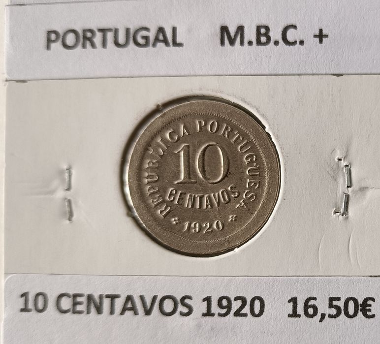 4 Moedas de 10 centavos da primeira República Portuguesa
