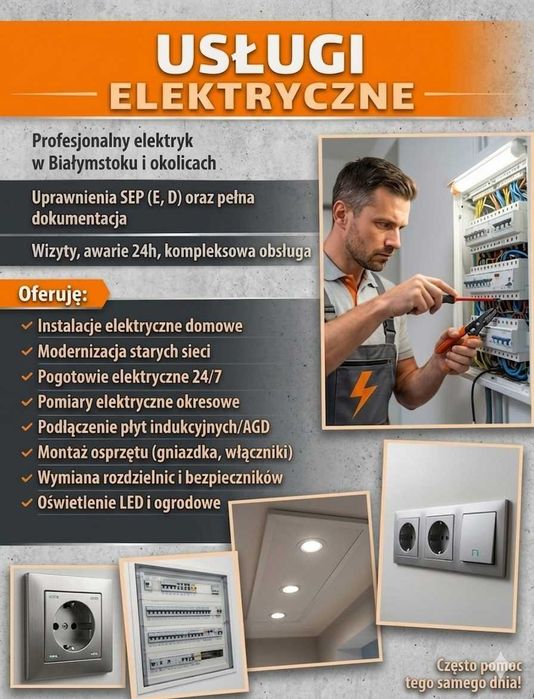 Elektryk Białystok – Pogotowie Elektryczne 24/7, Instalacje, Pomiary | Uprawnienia SEP
