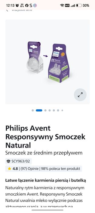 Smoczki Avent Philips przepływ 3