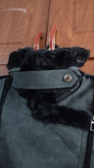 Жіноча сіро-чорна дублянка T&T Fashion зима