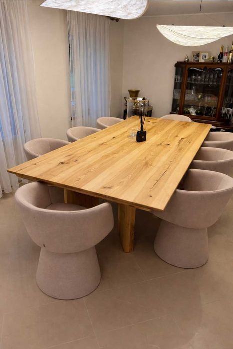 Stół masywny drewniany japandi duży zestaw żywica epoksydowa Unikat