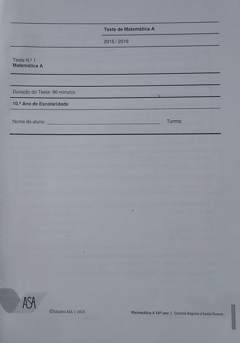 Matematica A  - compilação de testes