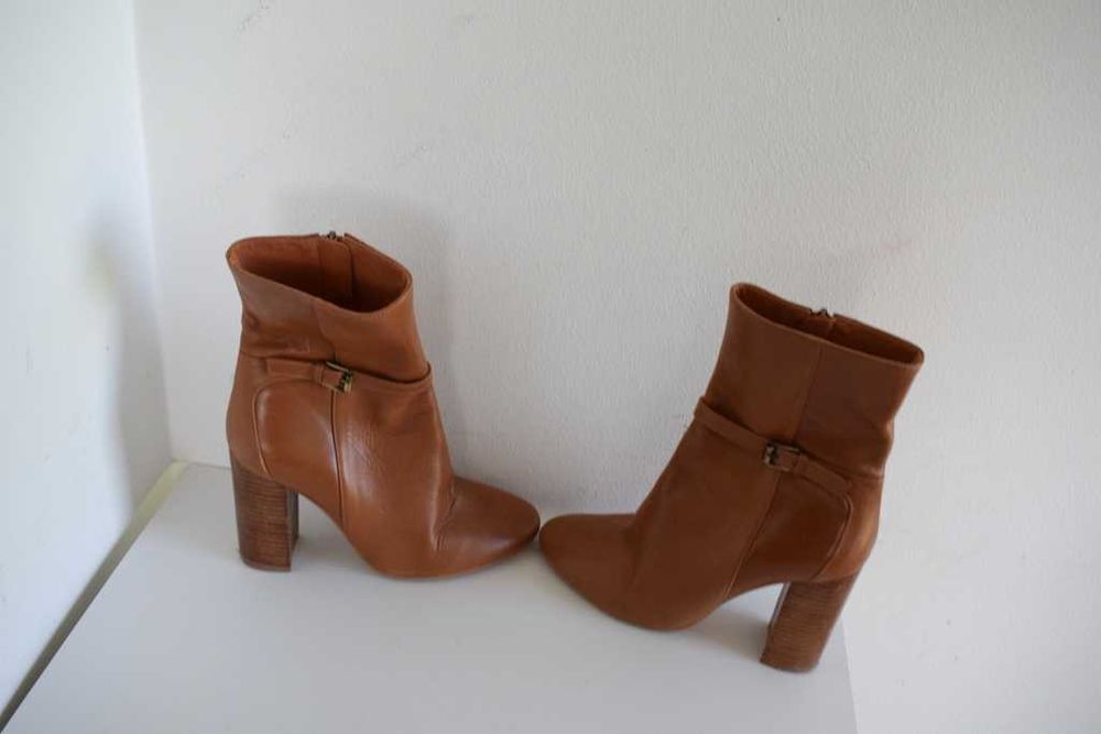 Jonak buty skórzane botki karmelowe 37