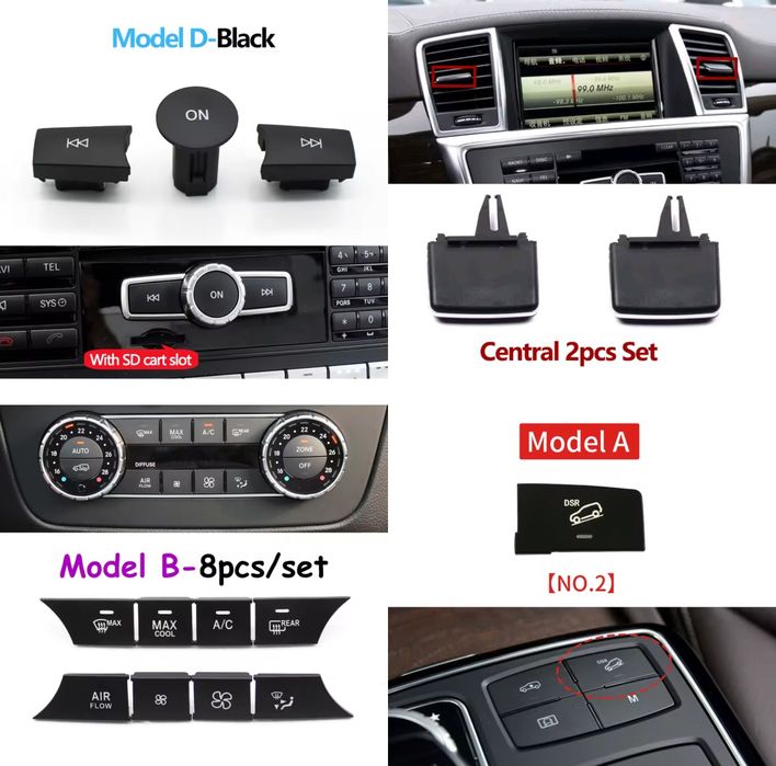 Кнопки накладки склопідйомника Mercedes-Benz W204 W212  W166 W169 W164