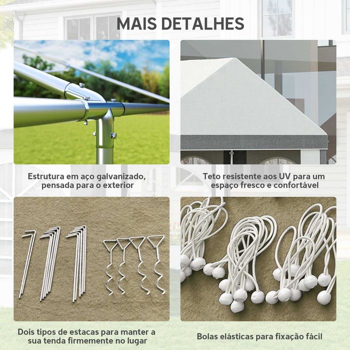 Tenda para eventos 7,97x3,97 m com paredes removíveis