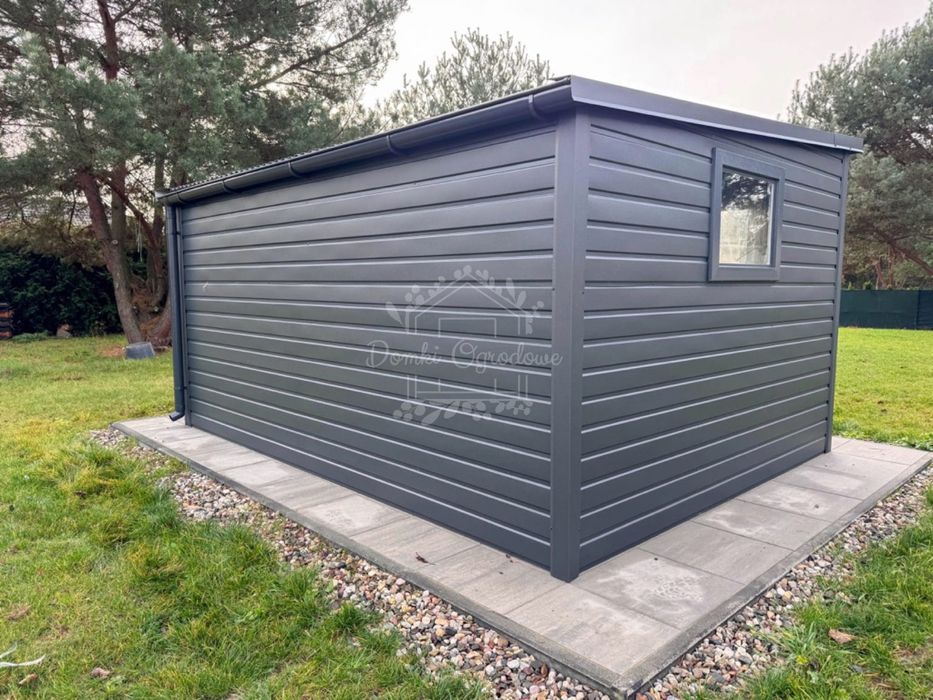 Schowek - domek ogrodowy 4x3 m  2x okno - antracyt ID1112