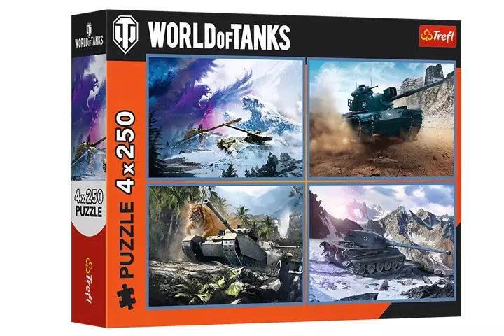 Puzzle 4x250 Wielka bitwa czołgów TREFL. Trefl. Nowy Produkt