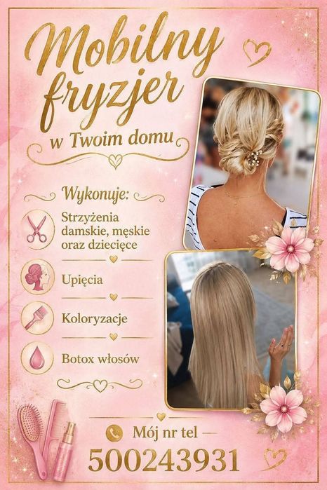 Mobilny fryzjer. Fryzjer w Twoim domu dojazd do klientek