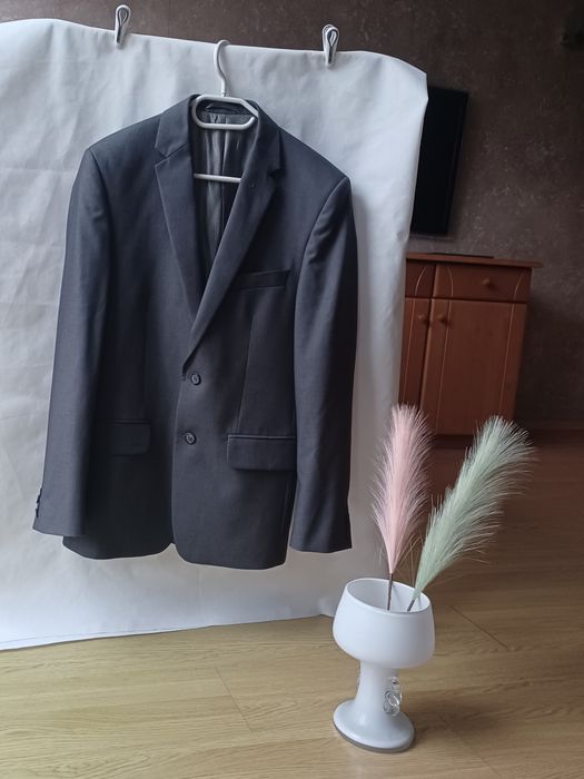 Puere przepiękny ekskluzywny garnitur szary S M L spodnie marynarka