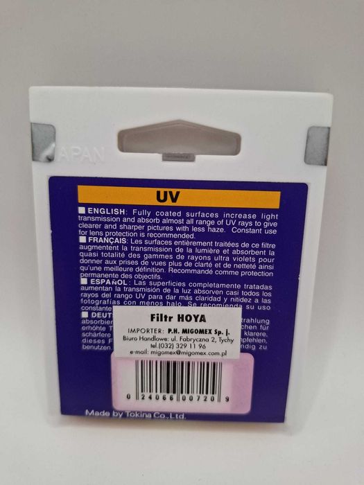 Filtr UV Hoya 30,5 mm - Ochrona obiektywu