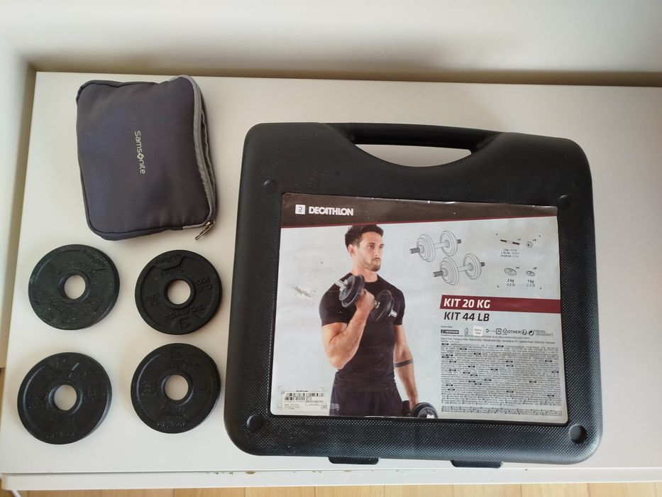 2 Halteres Musculação Rosca - Kit 22kg