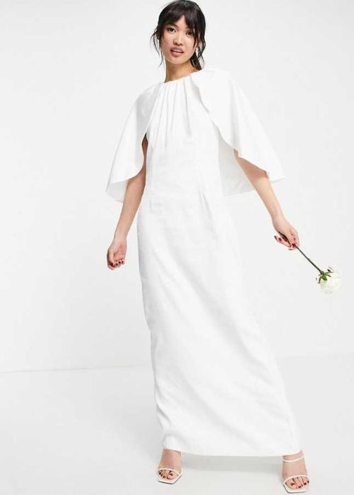 ślubna maxi z pelerynką przebranie poprawiny przyjęcie