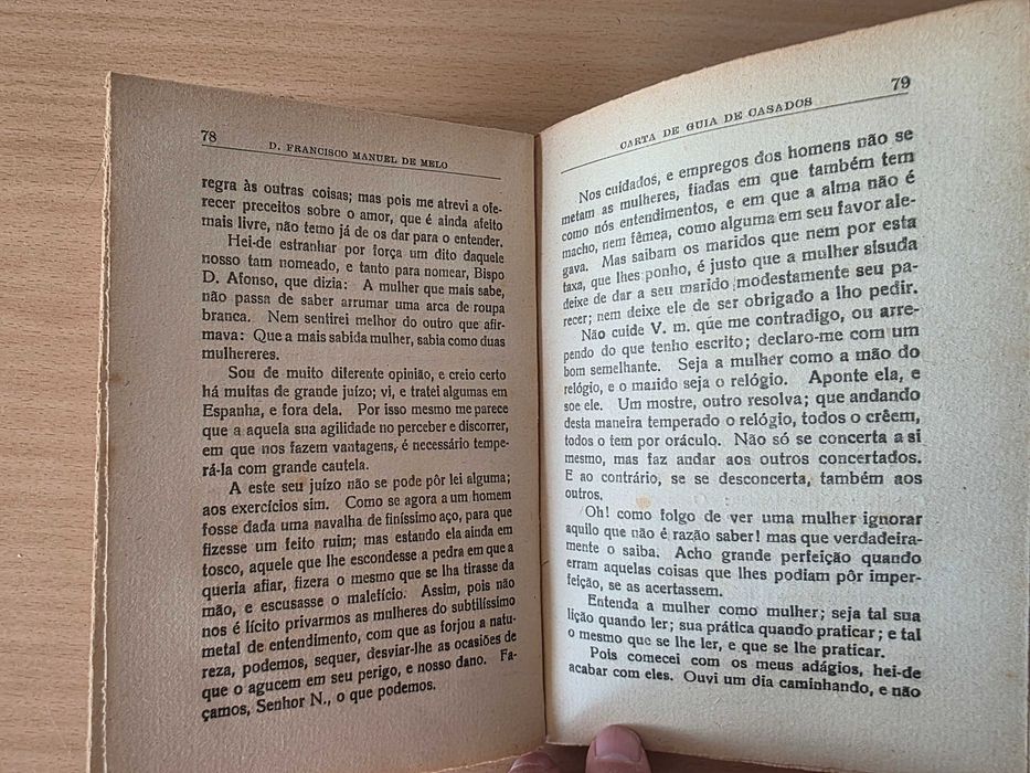 Livro "Carta de Guia de Casados" de D. Francisco Manuel de Melo