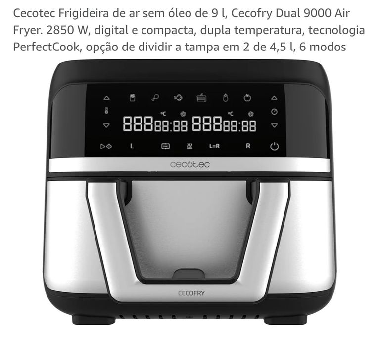 Air Fryer 9L Cecotec como nova.