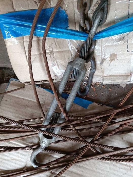 Трос стальной 7 мм 50 метров со струбциной и цепью