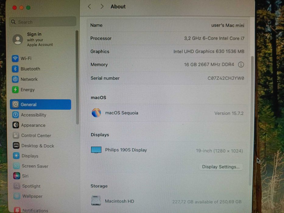 Mac mini Late 2018 i7 3.2Ghz 16Gb RAM 250Gb SSD Sequoia