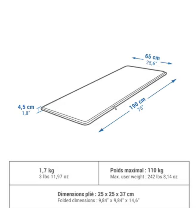 COLCHÃO DE CAMPISMO INSUFLÁVEL- COMFORT 65 CM - 1 PESSOA