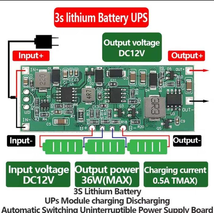Модуль плата UPS 12V під Li-ion 3S 18650