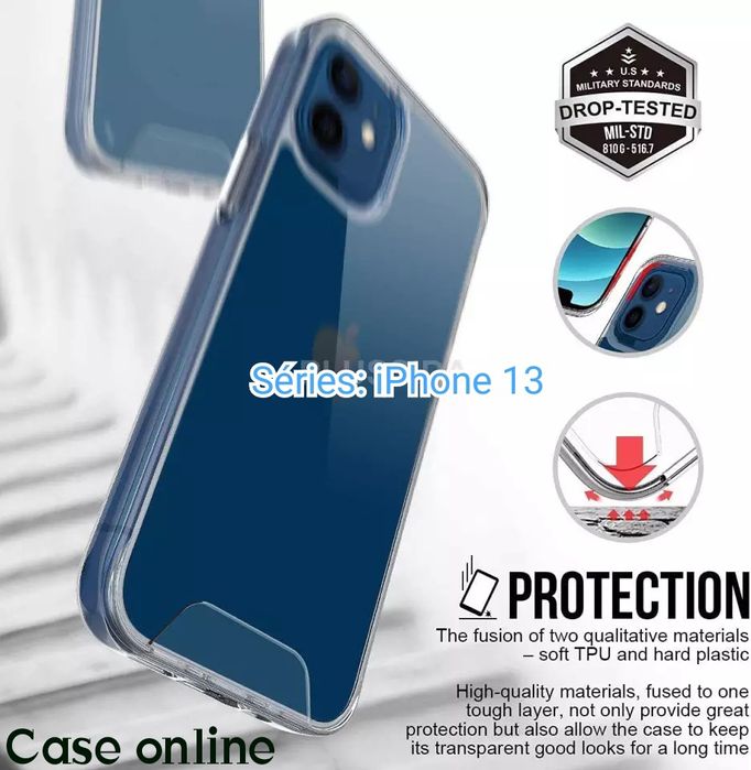 Capa Anti-xock P/ iPhone 13 Mini / 13 Pró / 14 Pró / 13 Pró Max / 15