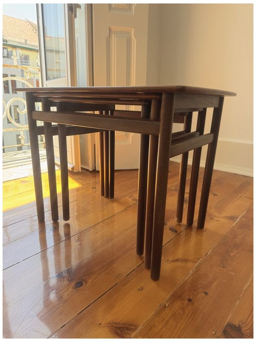 Mesas de Apoio Vintage em Rosewood (Conjunto de 3)