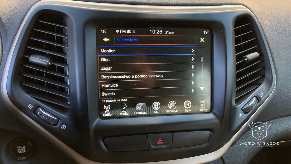 Polskie Menu USA EU Lampy JEEP Wagoneer Grand Cherokee WK2 WL Wrangler RAM DODGE Charger Durango Challenger CHRYSLER Pacyfica