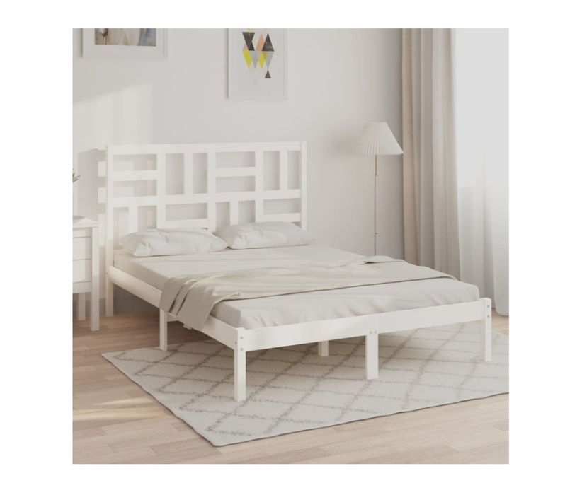 Cama casal 140x190 cm em madeira maciça branca – vidaXL.