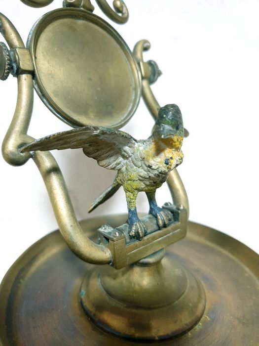 Raro antigo maravilhoso suporte de relógio de bolso com pássaro