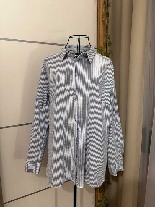 Koszula elegancka w paski niebieska na wiosnę Basic casual XL/42