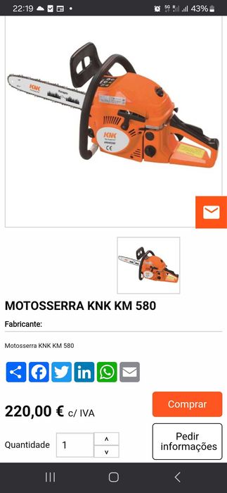 Motossera KNK em bom estado