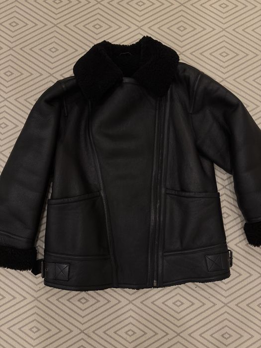 Massimo dutti дублянка авіатор натуральна ЧОРНА