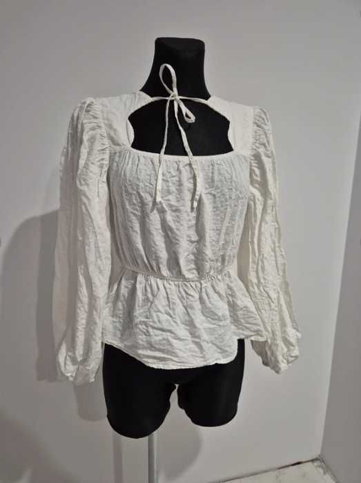 Biała bluzka z bufkami NA-KD 100% bawełna