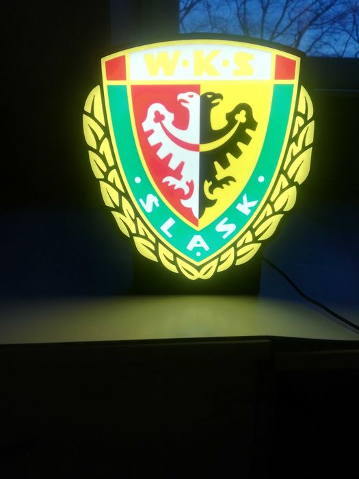 Herb klubu WKS Śląsk Wrocław. Lampka led na biurko.