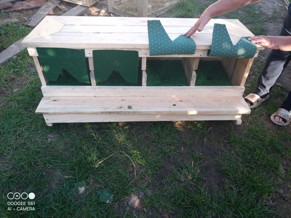 Gniazda dla kur wysuwane z szufladką na jaja z drewna litego