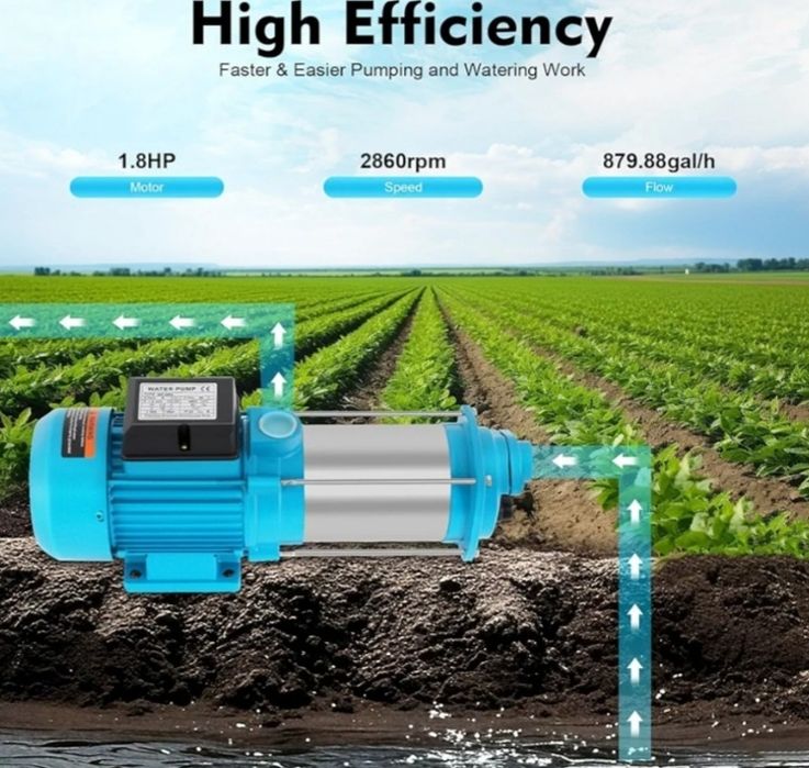 Bomba centrífuga de aço inoxidável de 1300 W, bomba de água para jardim, pressão máxima: 9,8 bar, controlo doméstico da bomba de água, 4000 L/h