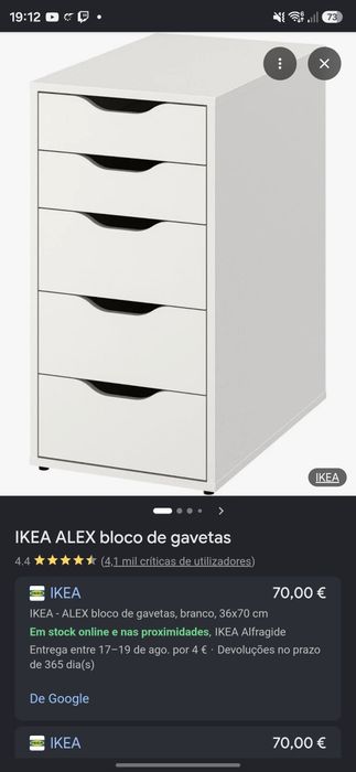 Bloco de gavetas ikea Alex