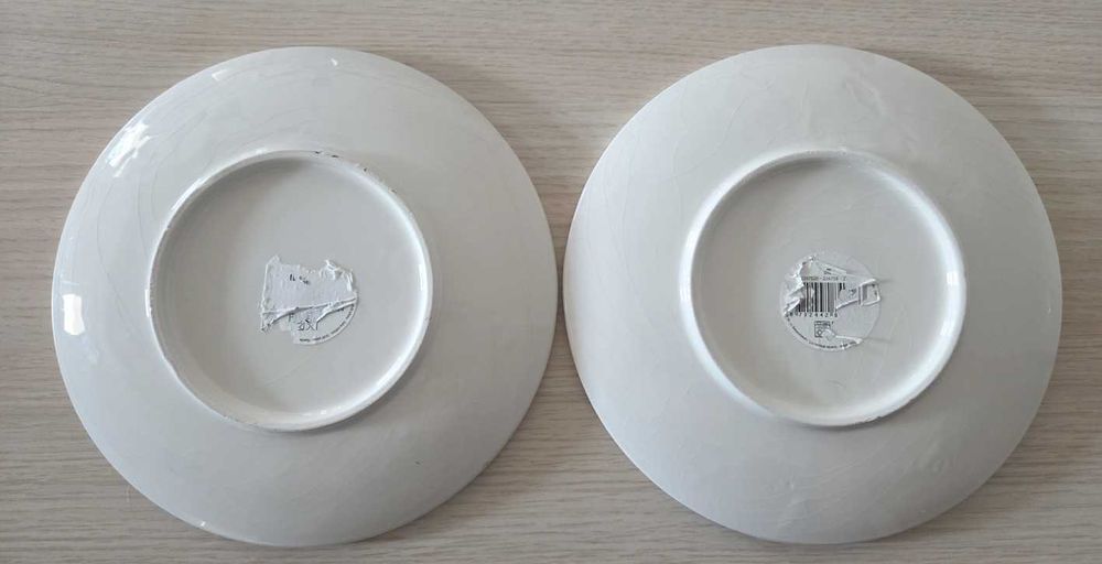 Dwa talerze ceramiczne grubo szkliwione kwiaty