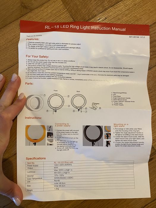 LED ring light com mochila