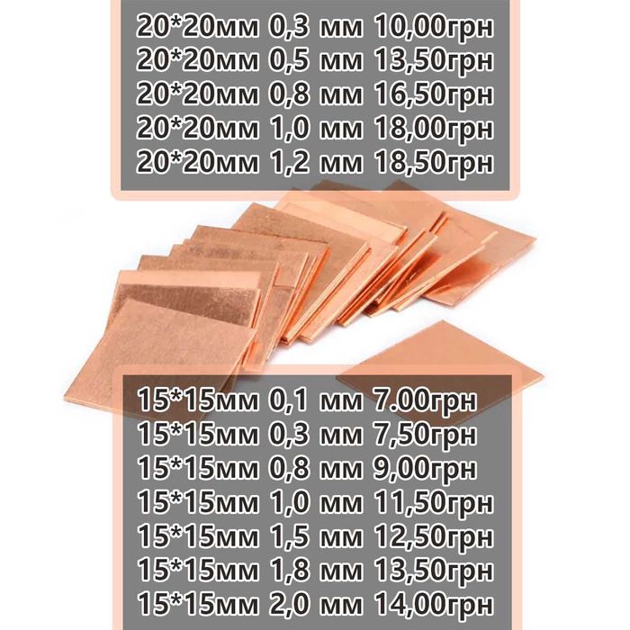 Медная пластина для ноутбука, пк, смартфона Термопрокладка, радиатор ...