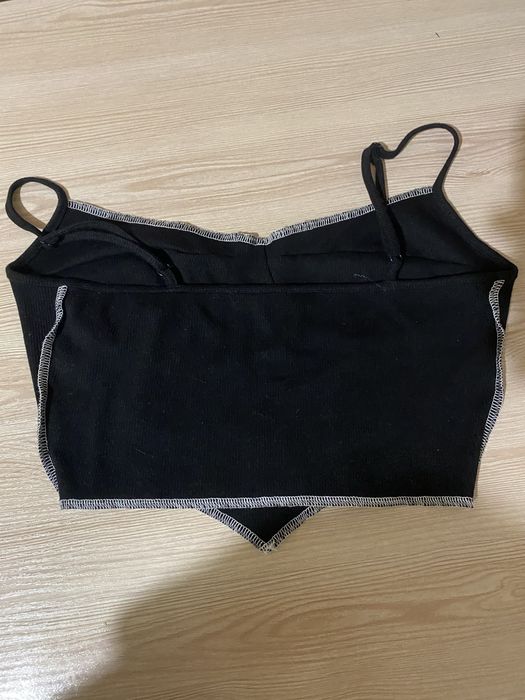 Чорний топ навиворіт зі швами y2k shein