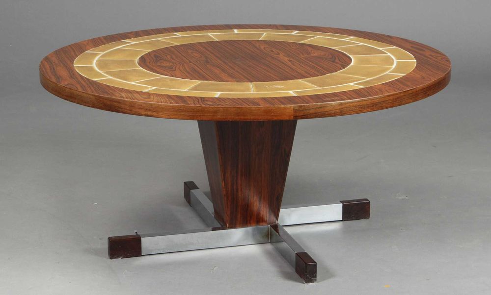 Mesa de centro em pau santo e azulejo