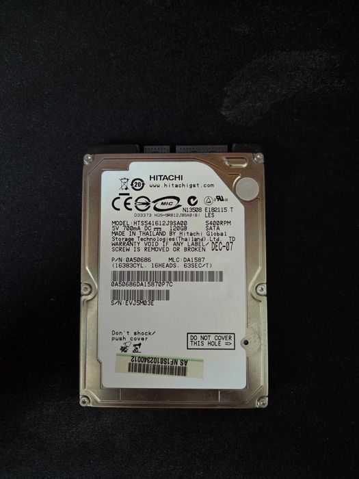 Hitachi HTS541612J9SA00 120GB 2,5" SATA