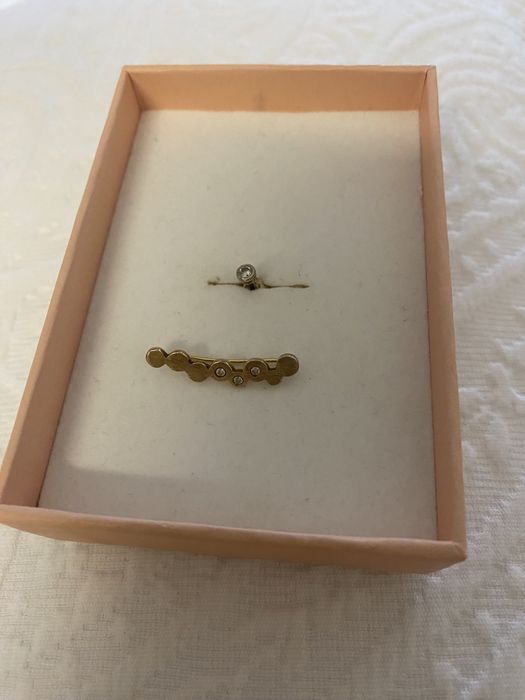 Brincos OurSins em prata dourada com zircónias