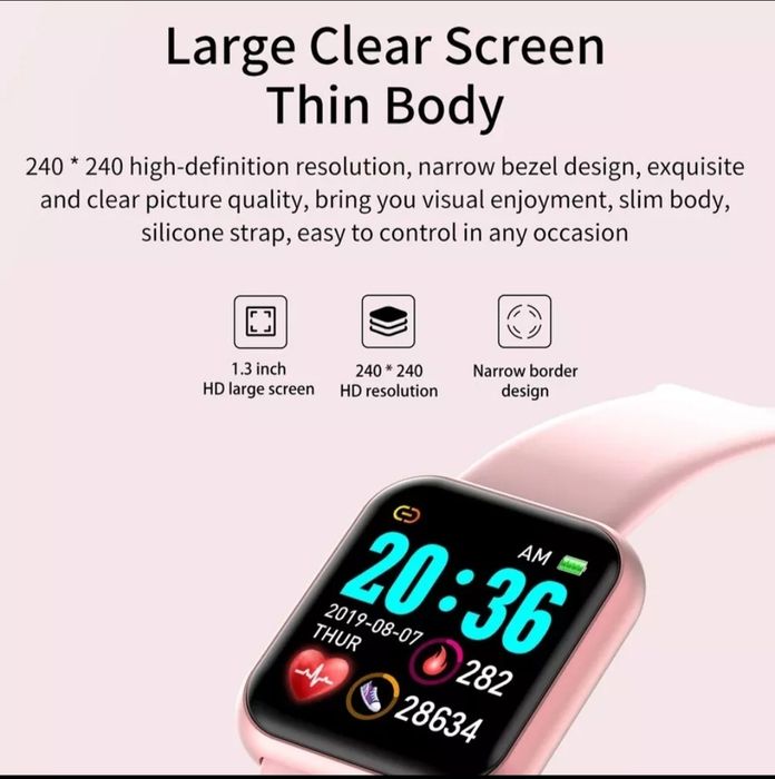 Smartwatch Bluetooth preto ou rosa