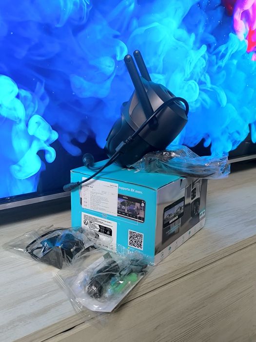 Вулична IP-камера 8МП WiFi з подвійною лінзою та автостеженням (iCSee)